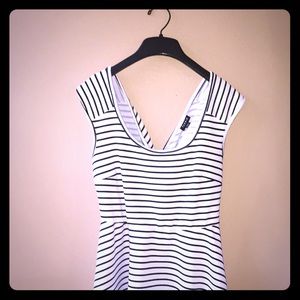 Black and white striped dress